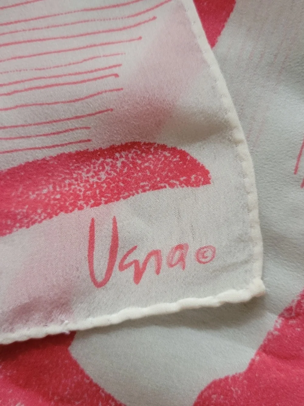 Vera Neumann Silk Blend Scarf: Pink Birds Clouds, Rectangle, Made in Japan